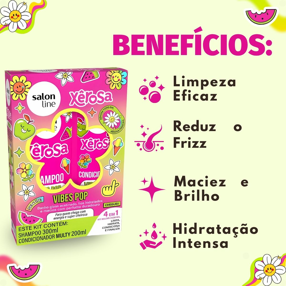Kit Salon Line Xêrosa Vibes Pop: Shampoo 300ml e Condicionador