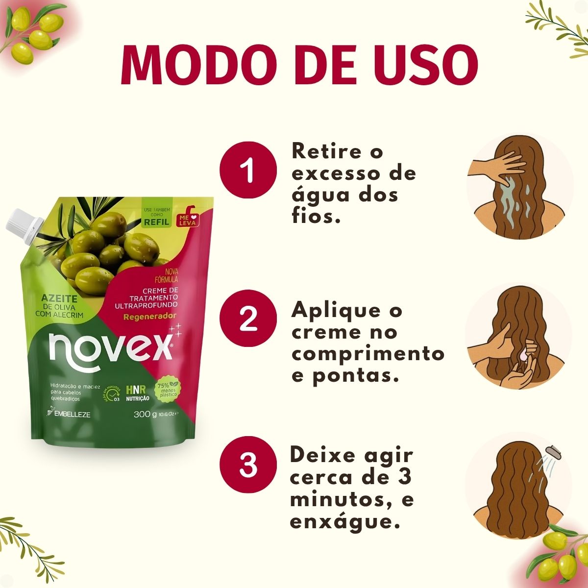 Refil Creme de Tratamento Novex Azeite de Oliva com Alecrim 300g
