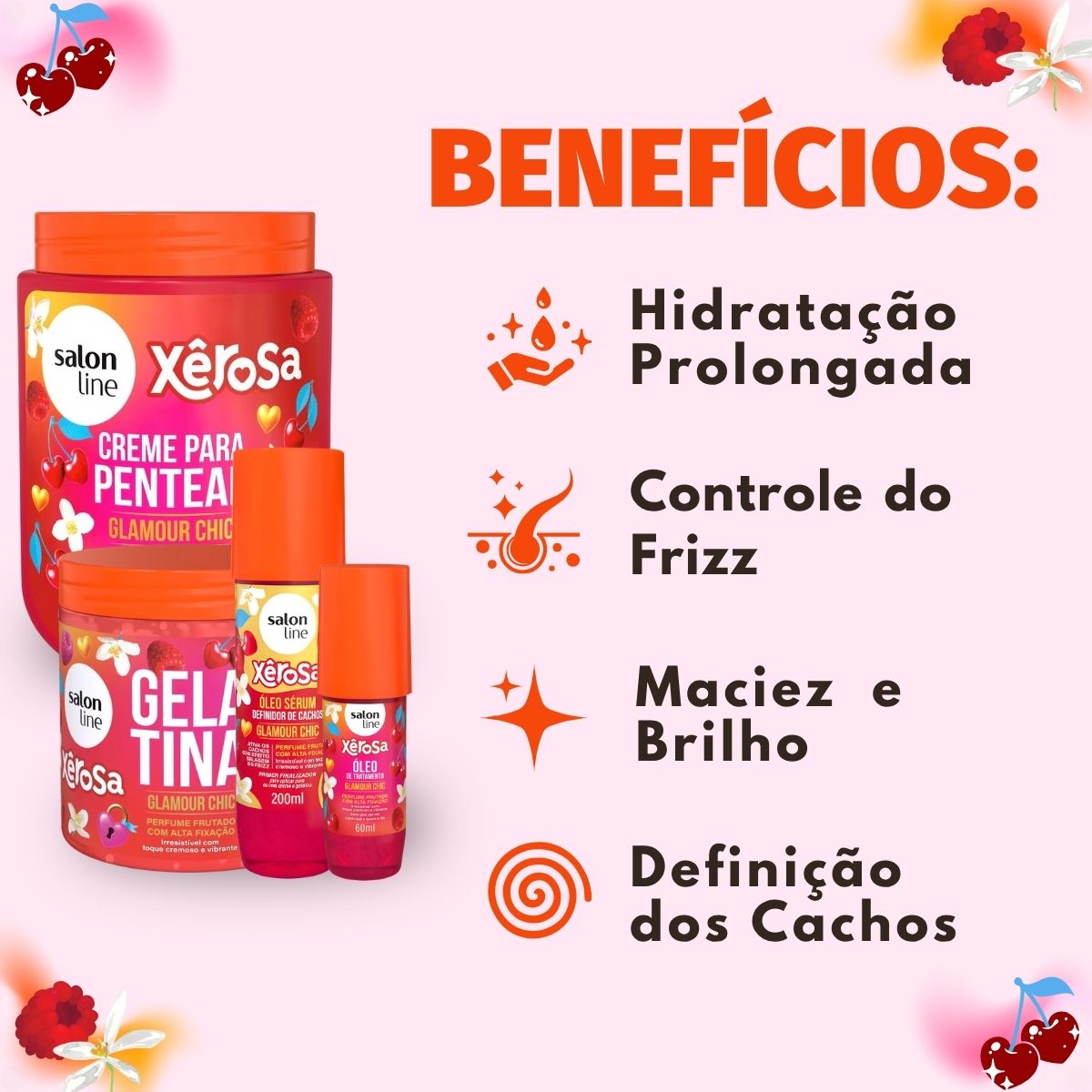 Kit Salon Line Xêrosa Glamour Chic: Creme Para Pentear 800g
