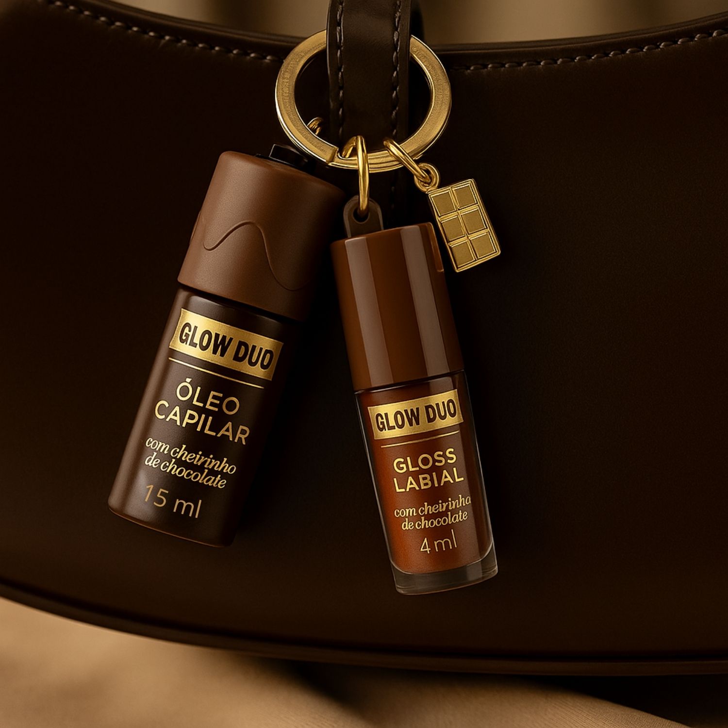 Kit Ox Mari Maria Glow Duo Chocolate Com Chaveiro: Óleo Capilar e