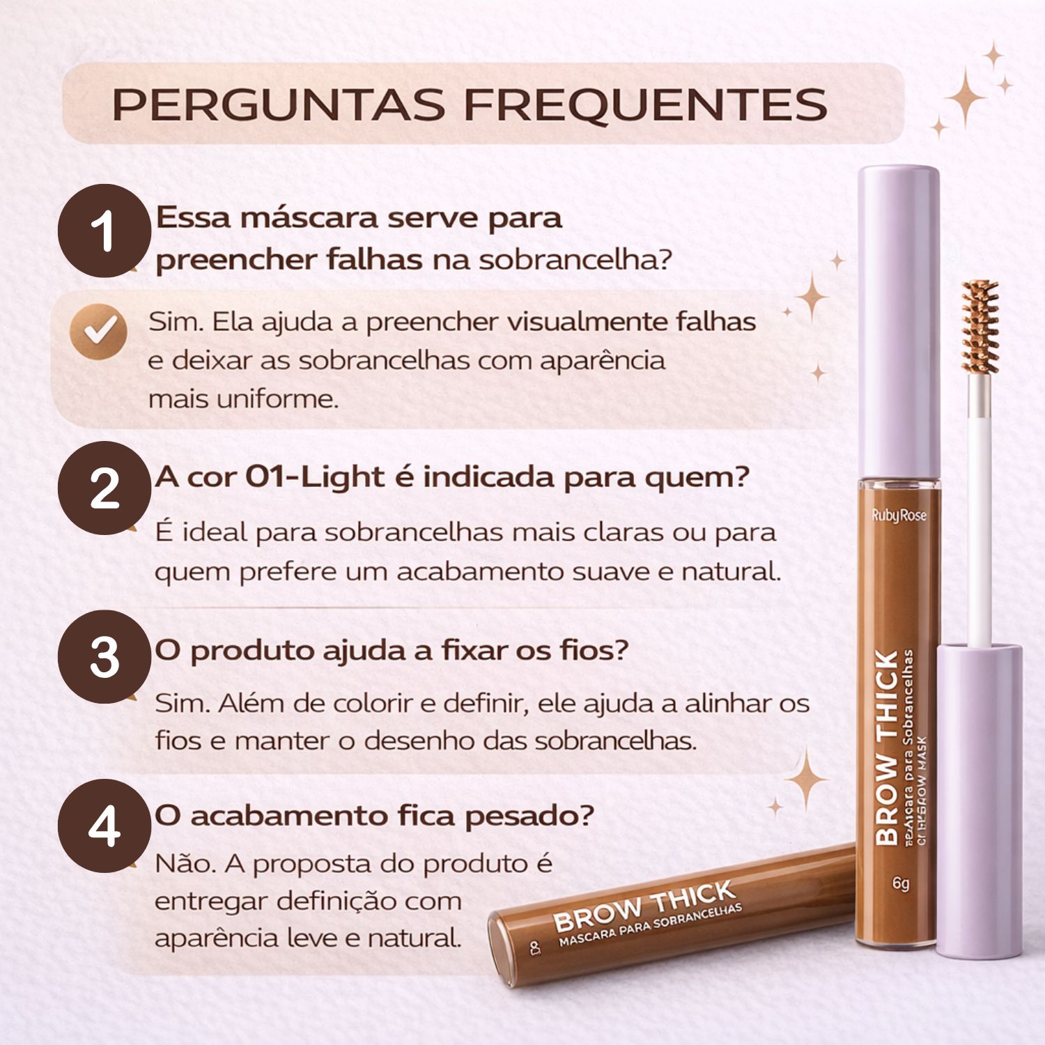 Máscara Para Sobrancelhas Ruby Rose Brow Thick 01-Light Hb-f2800-1