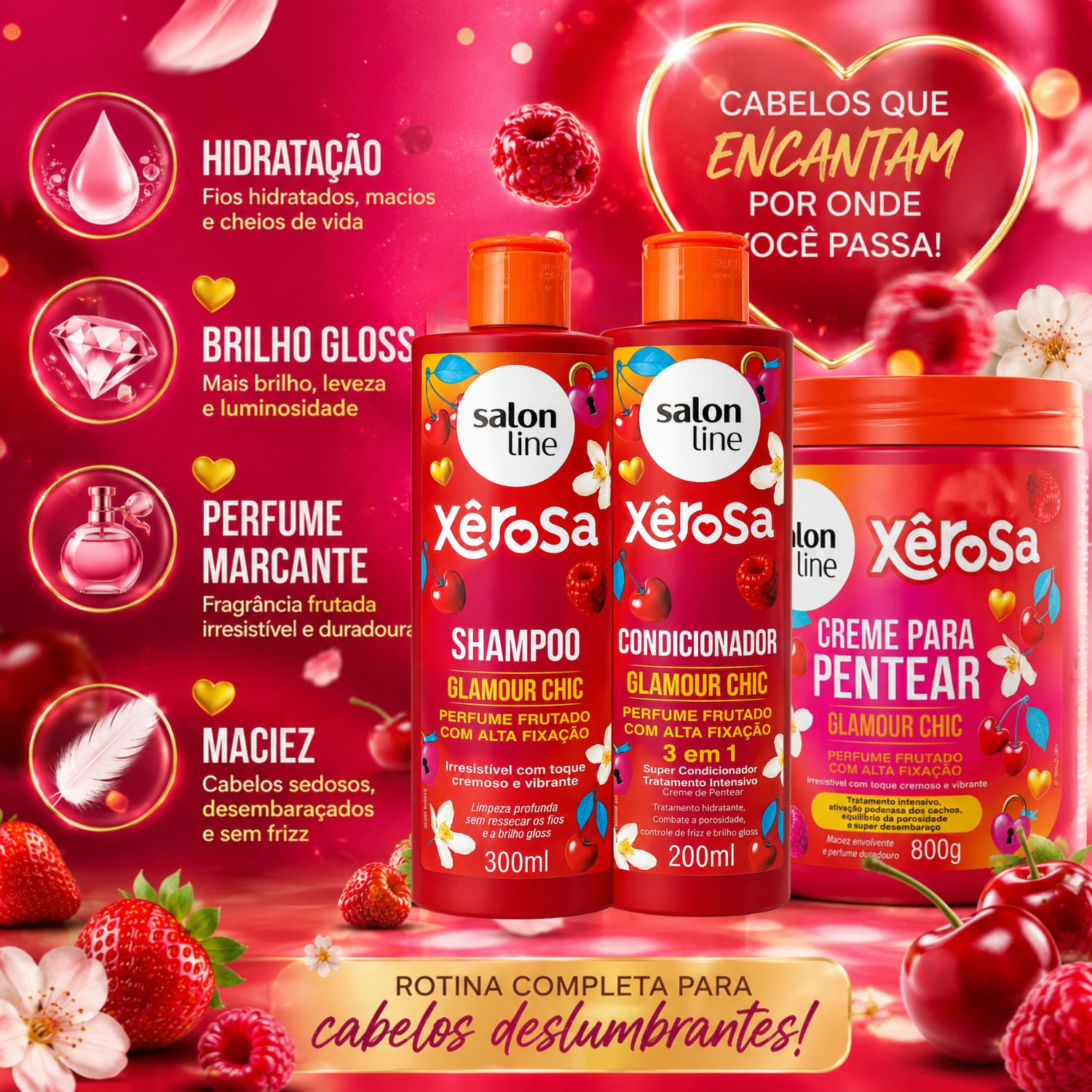 SHAMPOO & TREATMENT 　ひろこ様 Kit Salon Line Xêrosa Glamour Chic: Shampoo, Cond. e Creme