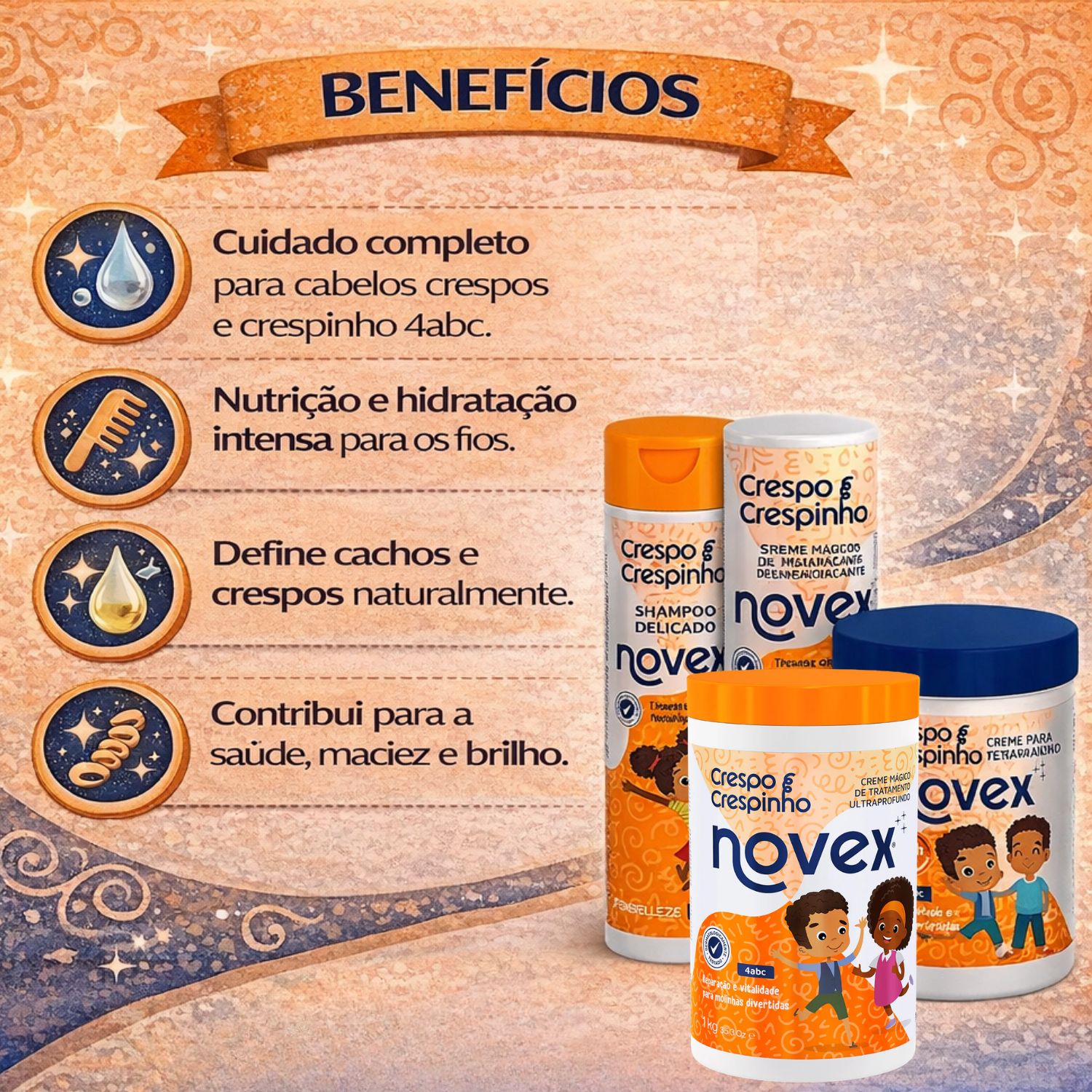 Kit Novex Crespo e Crespinho 4abc: Cuidado Capilar e Definição