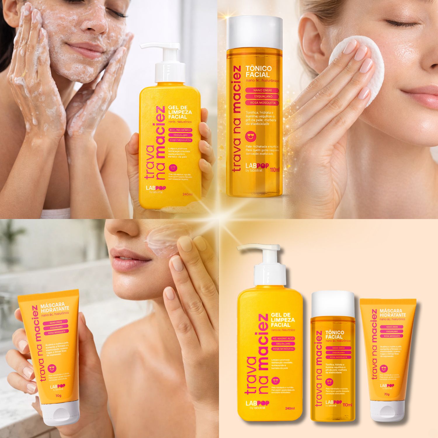 e+labo e＋labo イーラボコスメ5点セット Kit LabPop by Labotrat Trava na Maciez: Gel de Limpeza, Tônico
