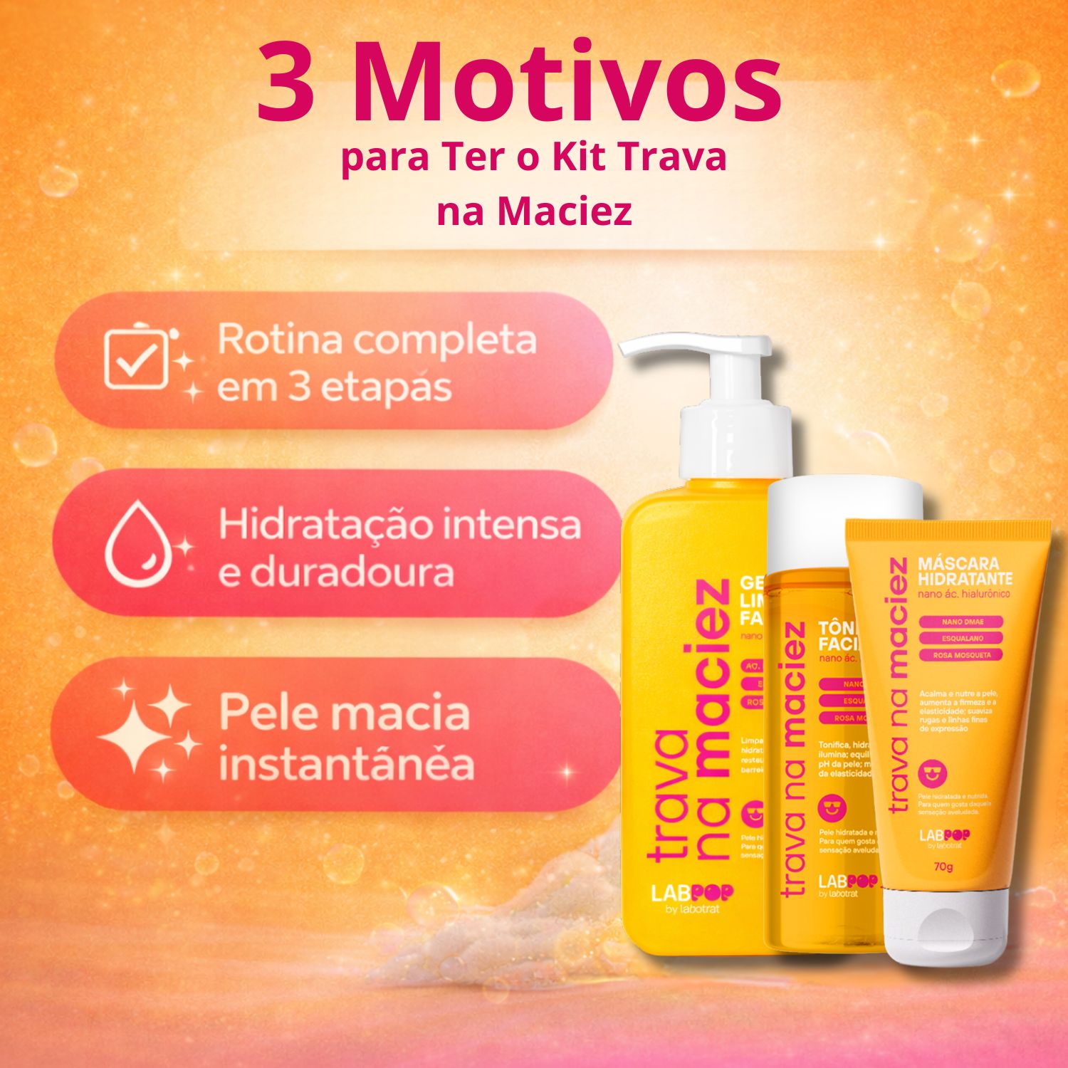 Kit LabPop by Labotrat Trava na Maciez: Gel de Limpeza, Tônico
