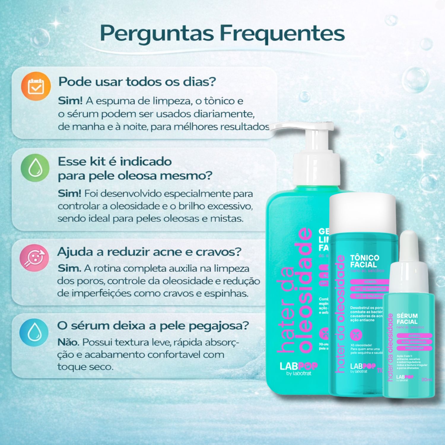 Kit LabPop by Labotrat Hater da Oleosidade: Gel de Limpeza, Tônico