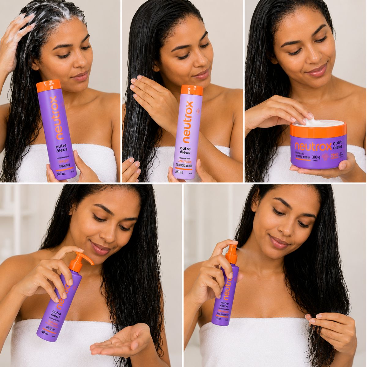 Kit Neutrox Nutre Óleos: Shampoo, Condicionador 300ml, Máscara