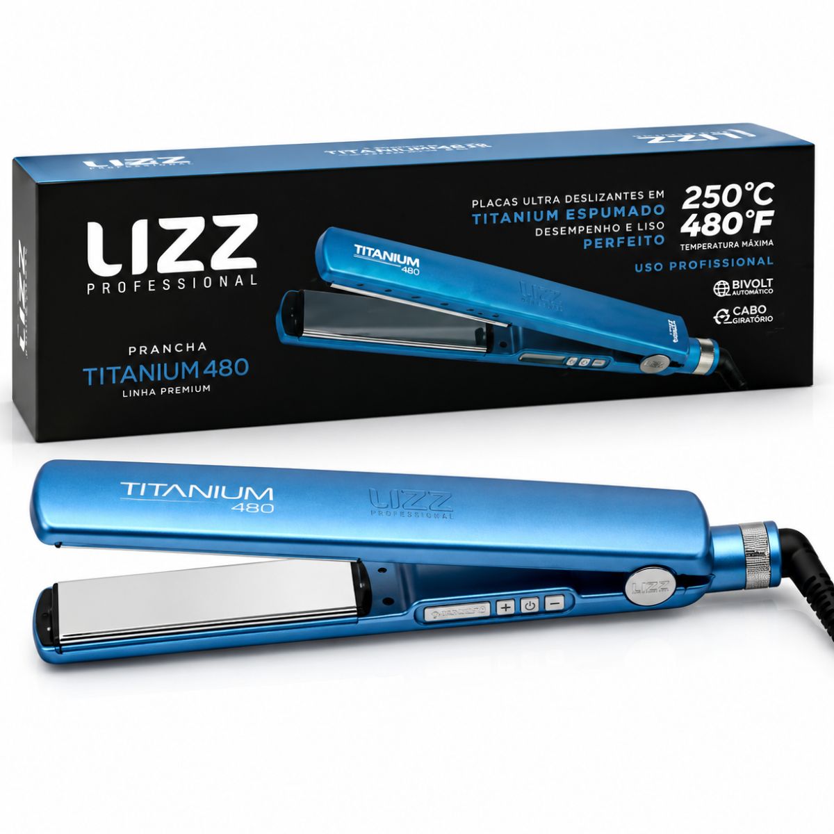 Prancha Lizz Pro Titanium 480 250ºC Bivolt - Teruya - Cosméticos e