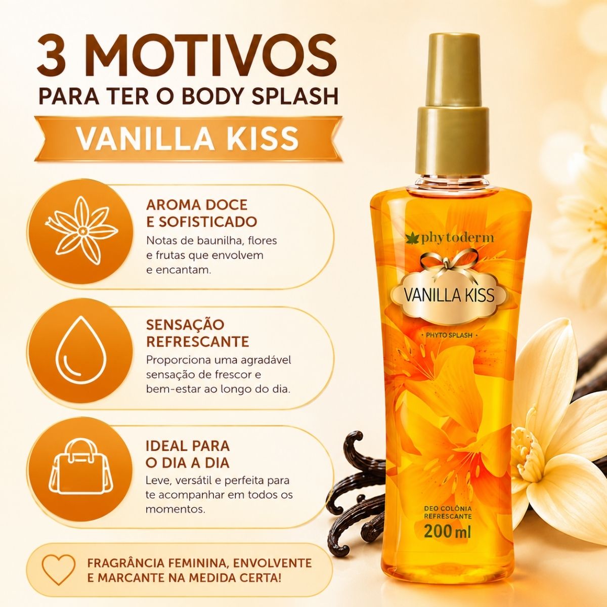 Kit Phytoderm Vanilla Kiss: 3 Body Spash Deo Colônia 200ml - Teruya