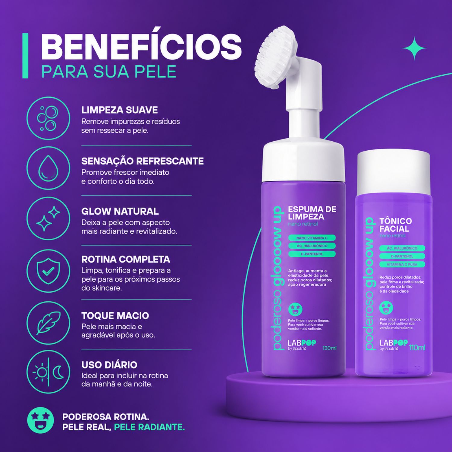 Kit LabPop by Labotrat Poderoso Glow Up: Espuma de Limpeza e