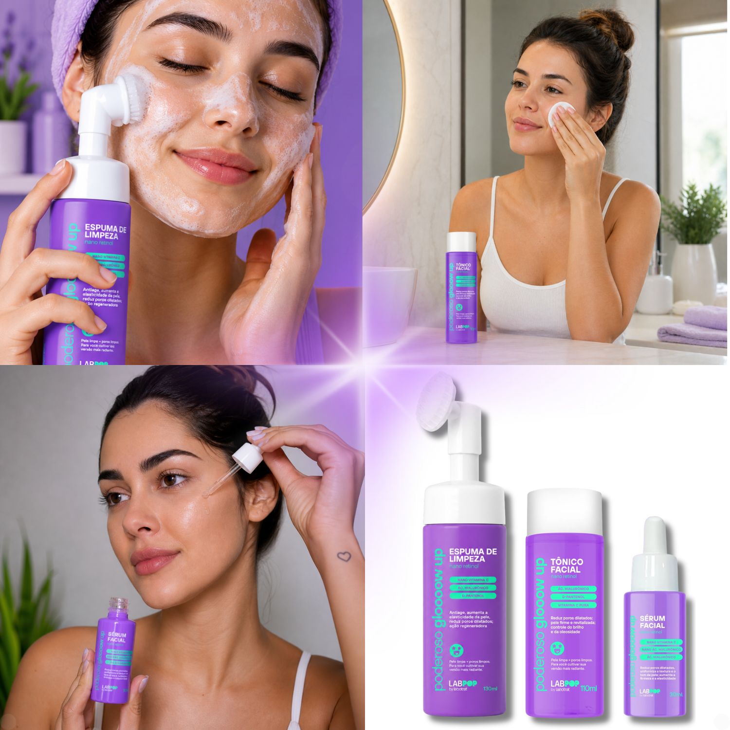 Kit LabPop by Labotrat Poderoso Glow Up: Espuma de Limpeza, Tônico