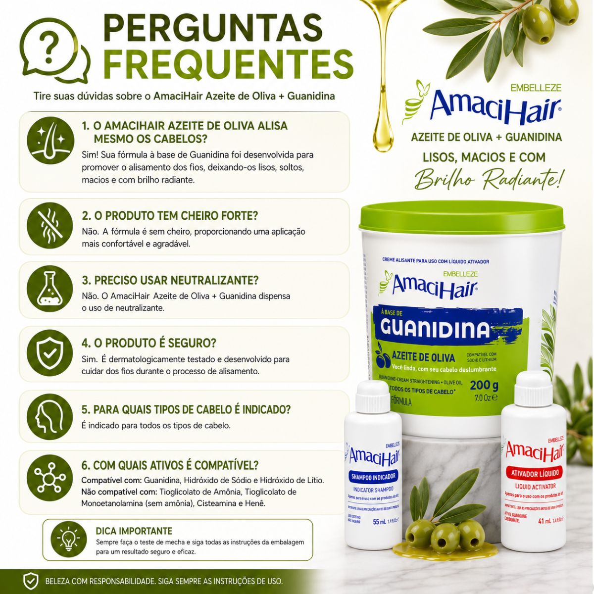 Kit Embelleze AmaciHair Azeite De Oliva: 2 Creme Alisante