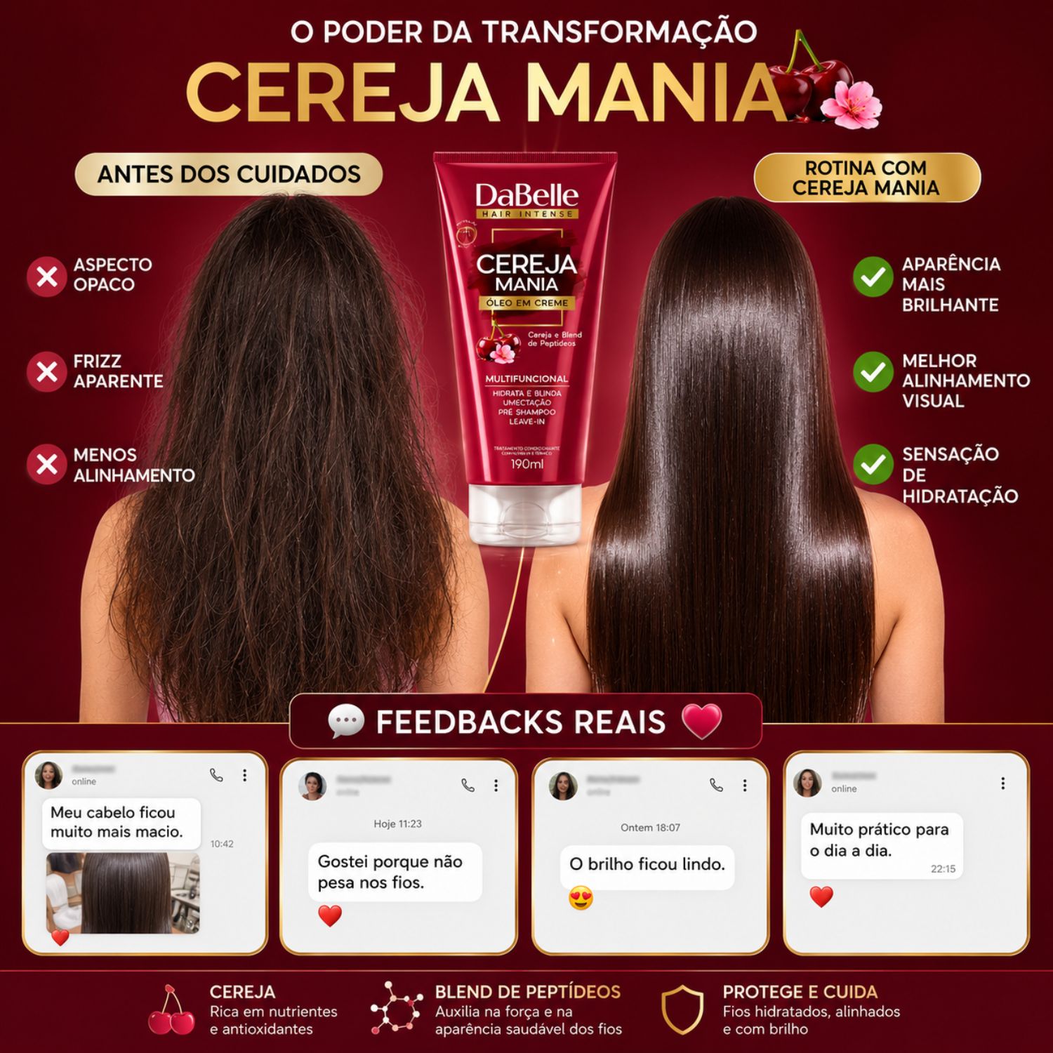 Óleo Em Creme DaBelle Cereja Mania Multifuncional 190ml - Teruya