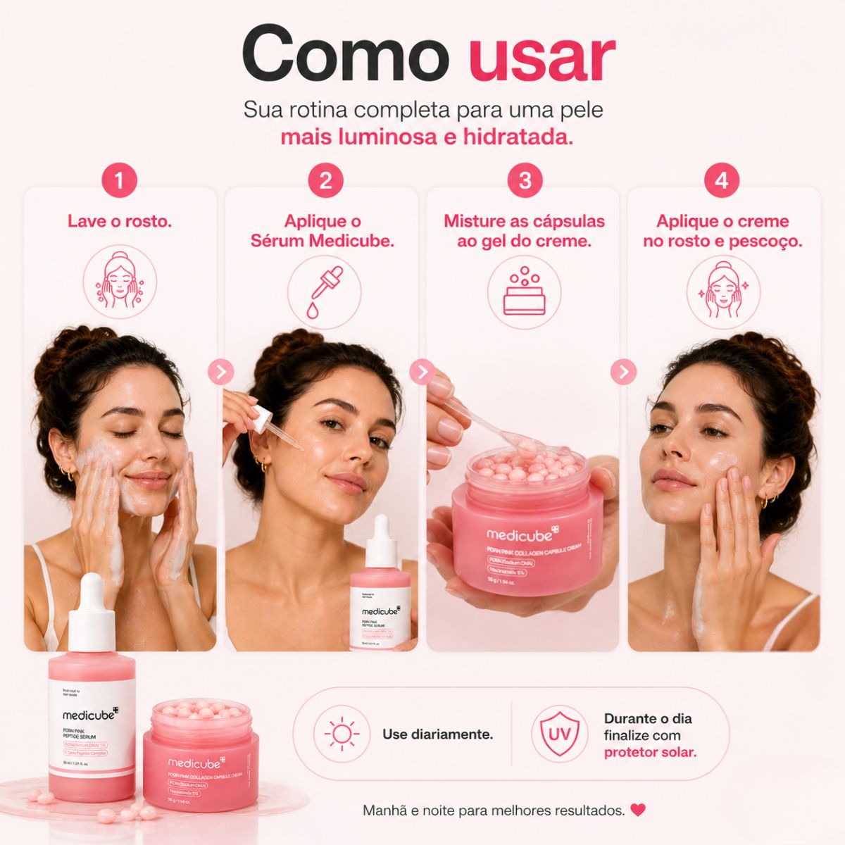 medicube PDRN Pink スキンケア8点セット Kit Medicube Pdrn Pink: Sérum Facial e Creme Facial Encapsulado