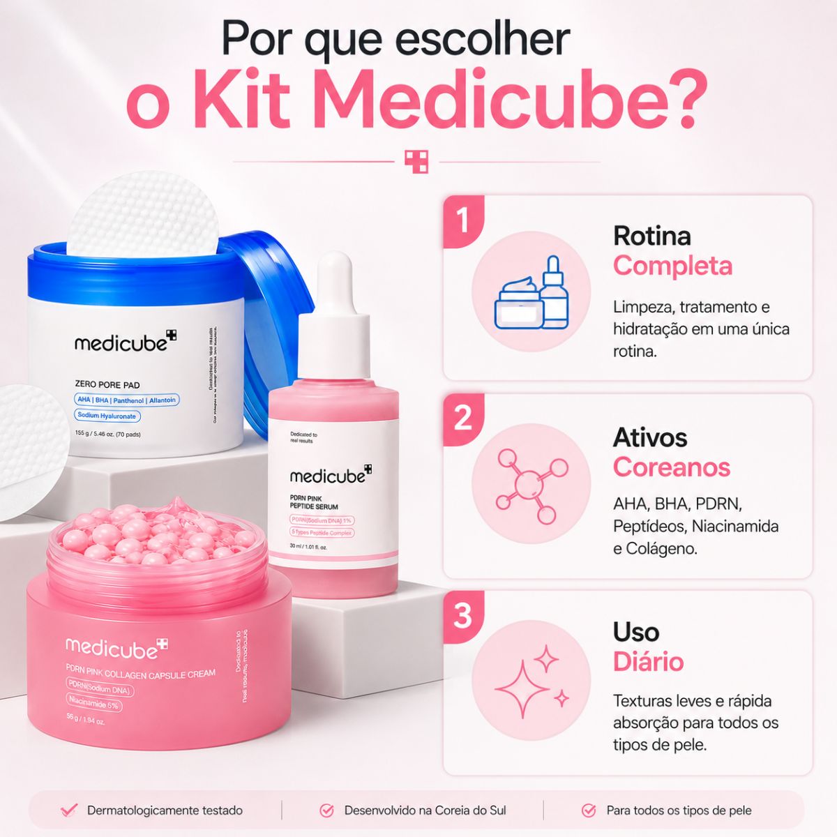 Torriden medicube BANILA CO スキンケアセット Kit Medicube: Tônico Zero Pore Pad com 70 Discos, Creme
