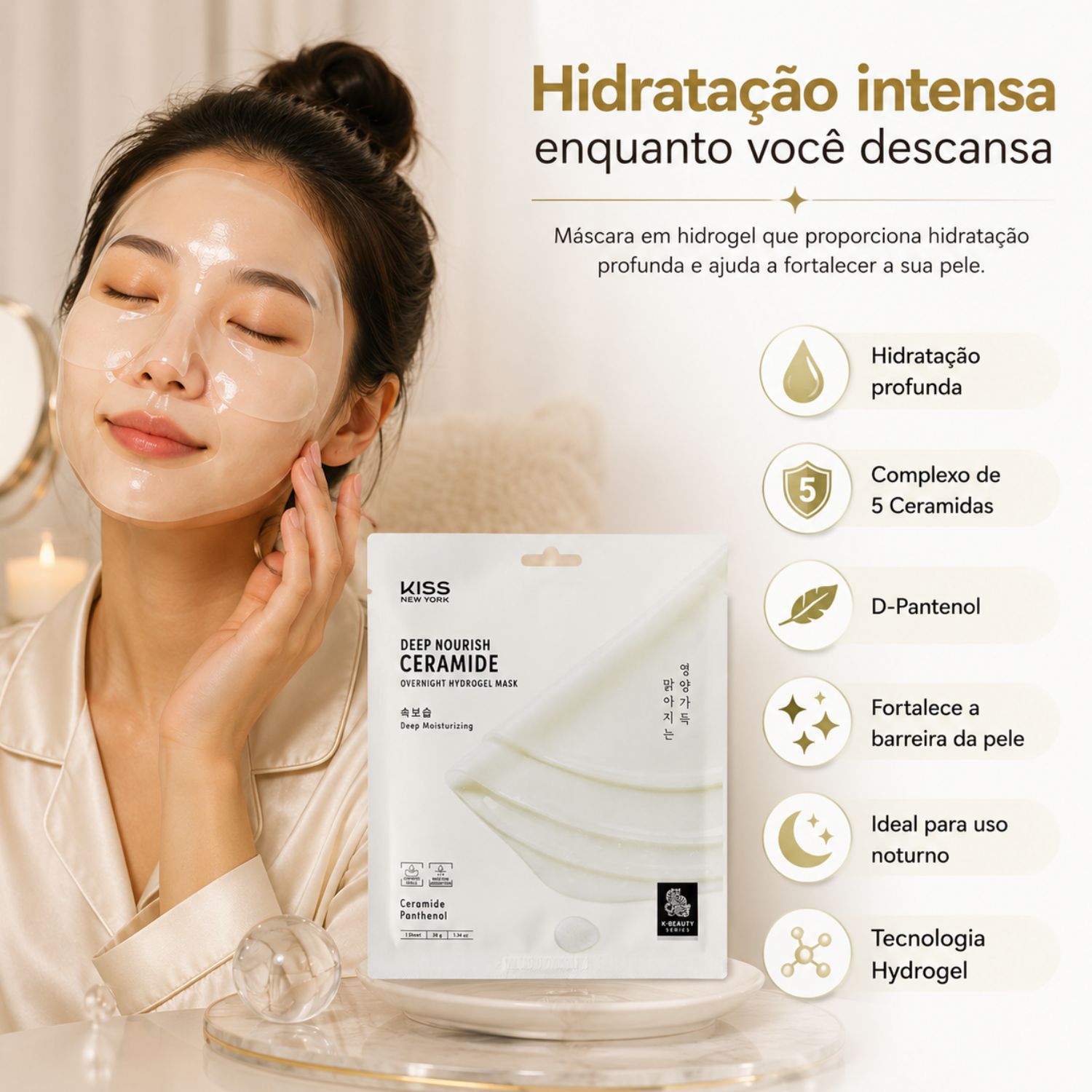 Máscara Facial De Gel Kiss New York Ceramida Deep Nourish Ceramide