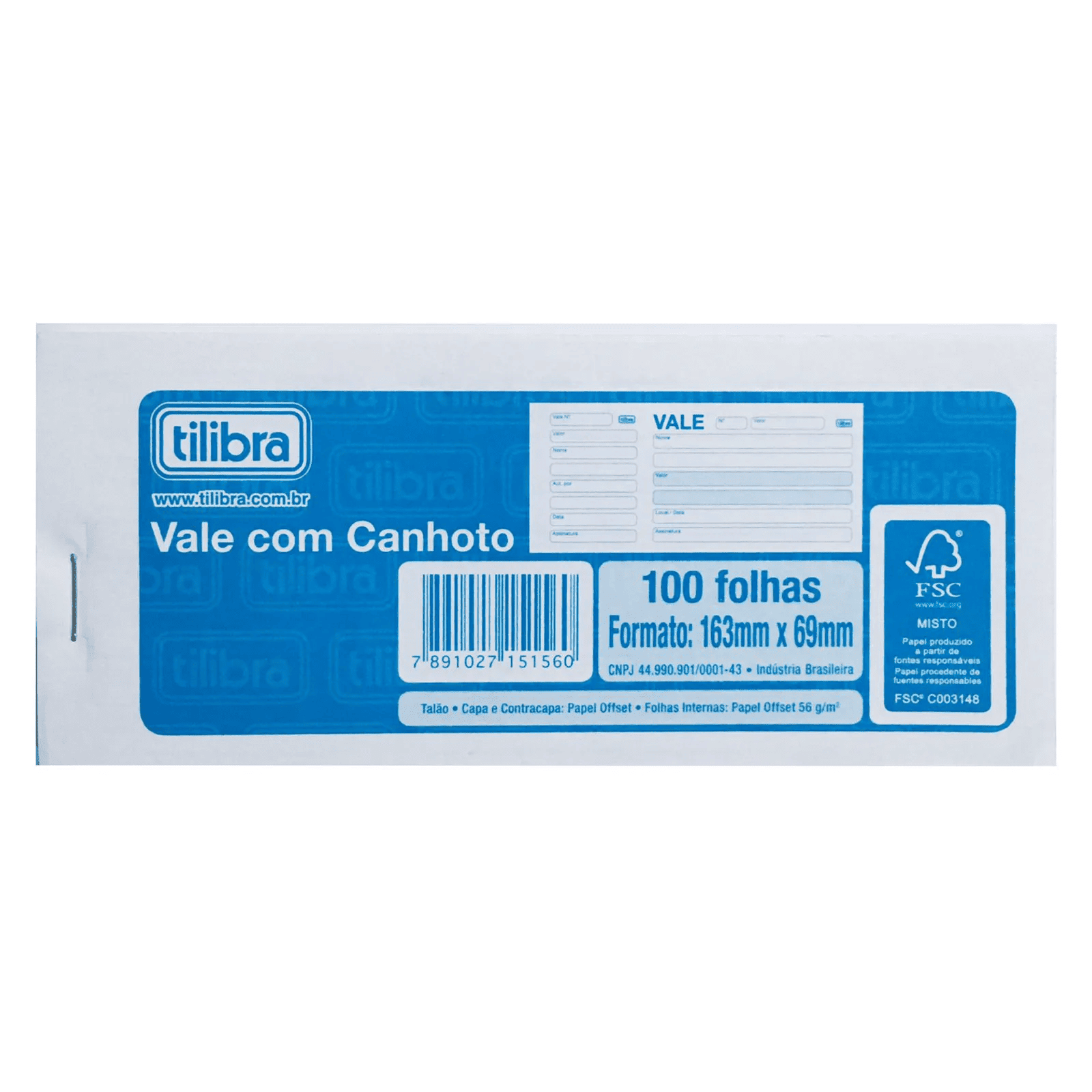 Vale com Canhoto 100 Folhas - TILIBRA | Documentação Fiscal - Papelaria ...
