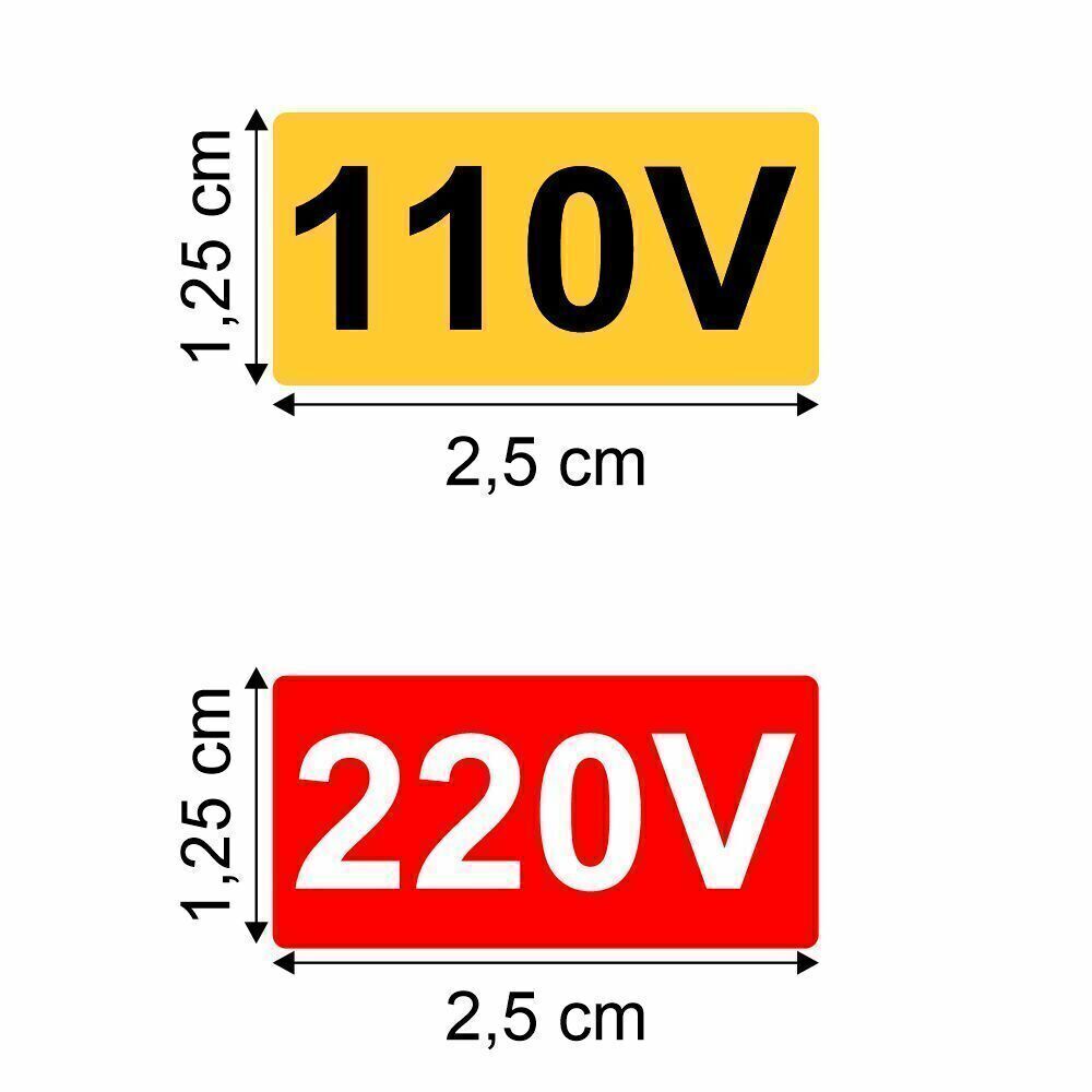 Etiqueta adesiva identificação tomada voltagem 110v e 220v (100 un