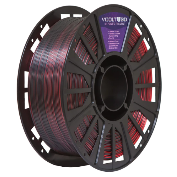 Filamento Voolt PLA Duo Color Shadow Vermelho e Preto V-Silk - 1kg ...