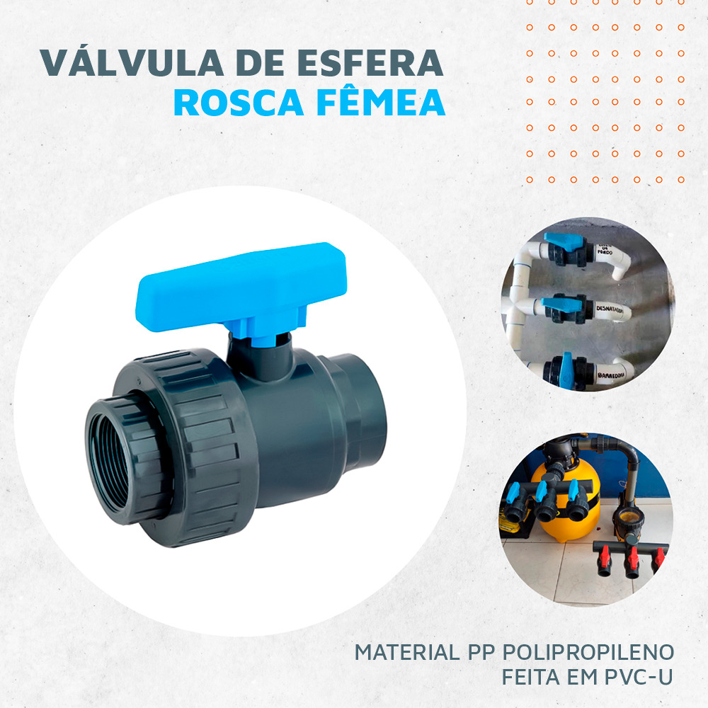 Valvula De Esfera Em PVC-U Soldavel - 20mm Femea - Aqua Plastic | Tubos ...