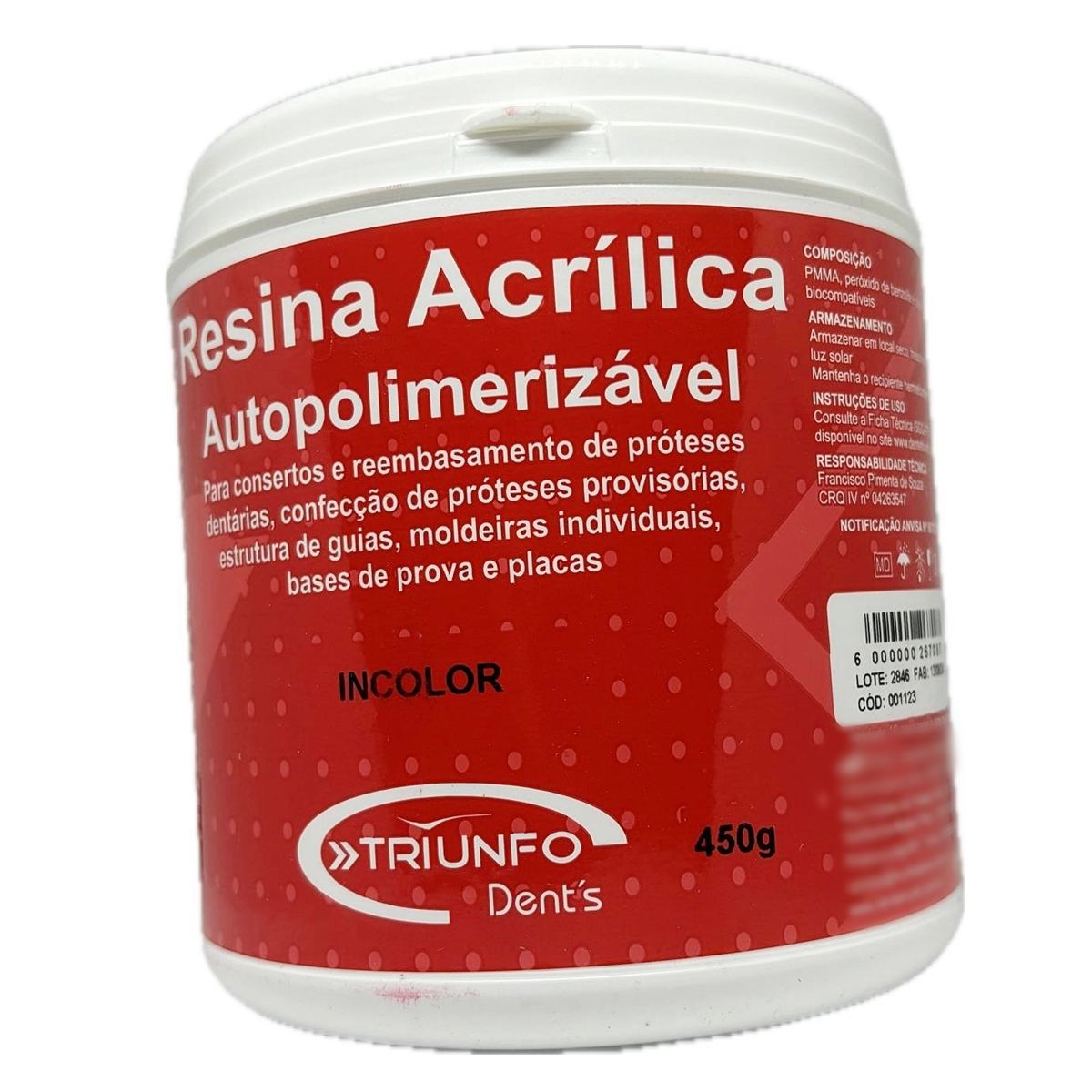 Resina Acrílica Auto Pó Incolor 450g Triunfo - Resina e Arte