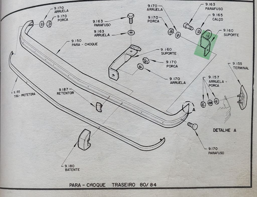 Suporte Lateral Lado Esquerdo Parachoque Traseiro Opala 80 até 84 ...
