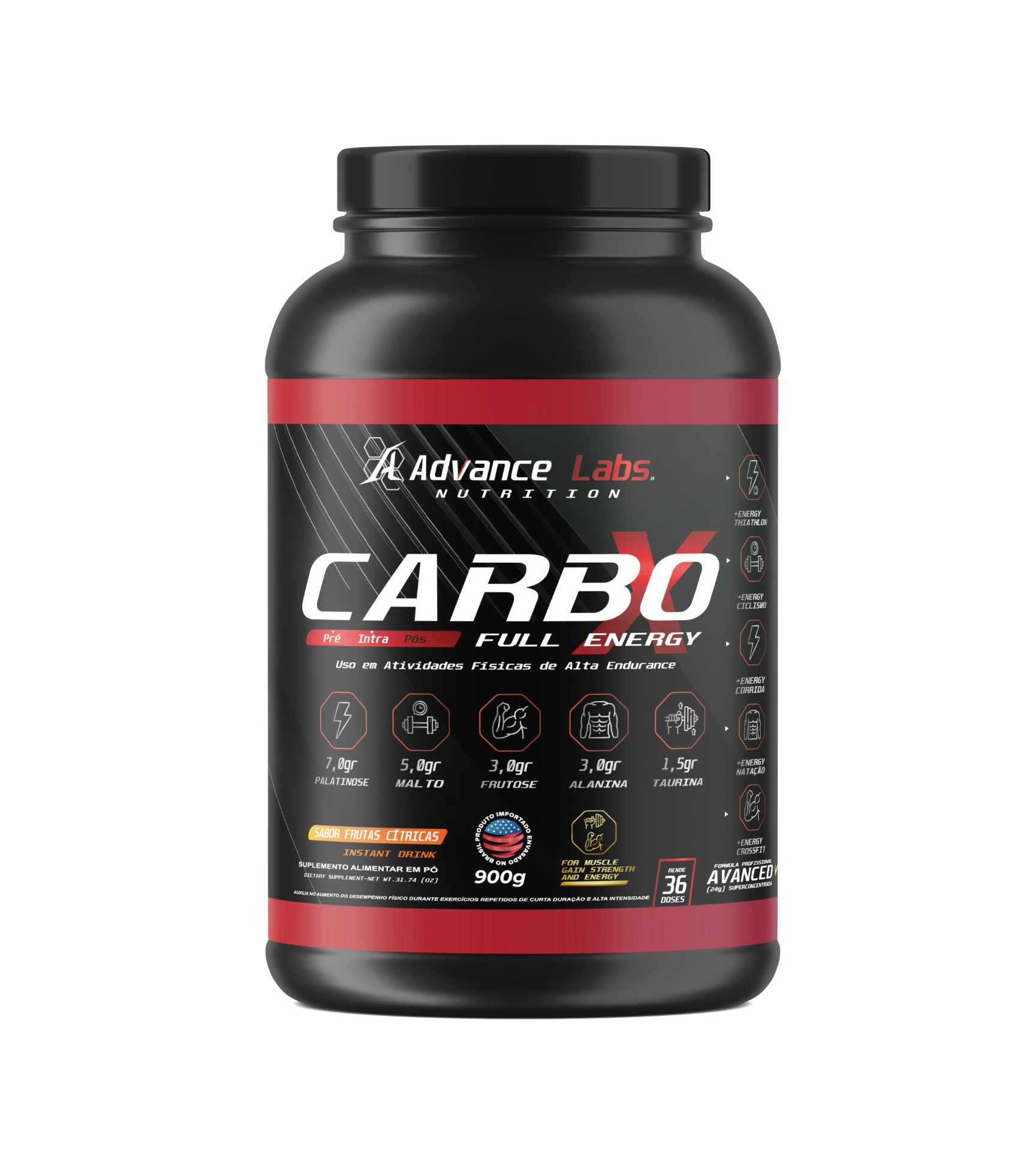 Carbo-x Full Energy 900gr Sabor Frutas Citricas - Advance Labs