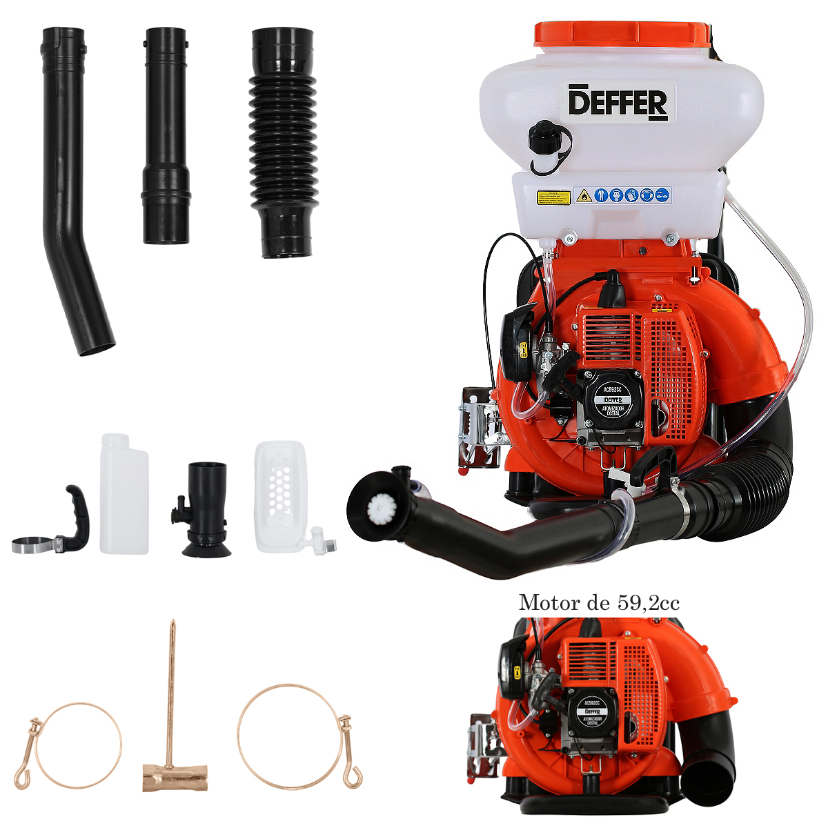 Atomizador costal a gasolina 59,2CC 3,6CV Deffer Modelo: AC592CC