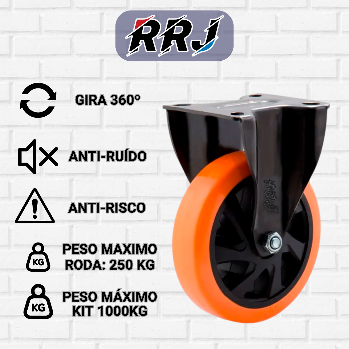 Kit 4 Rodízios Grande Reforçado Giratórios E Fixo Rodas Para