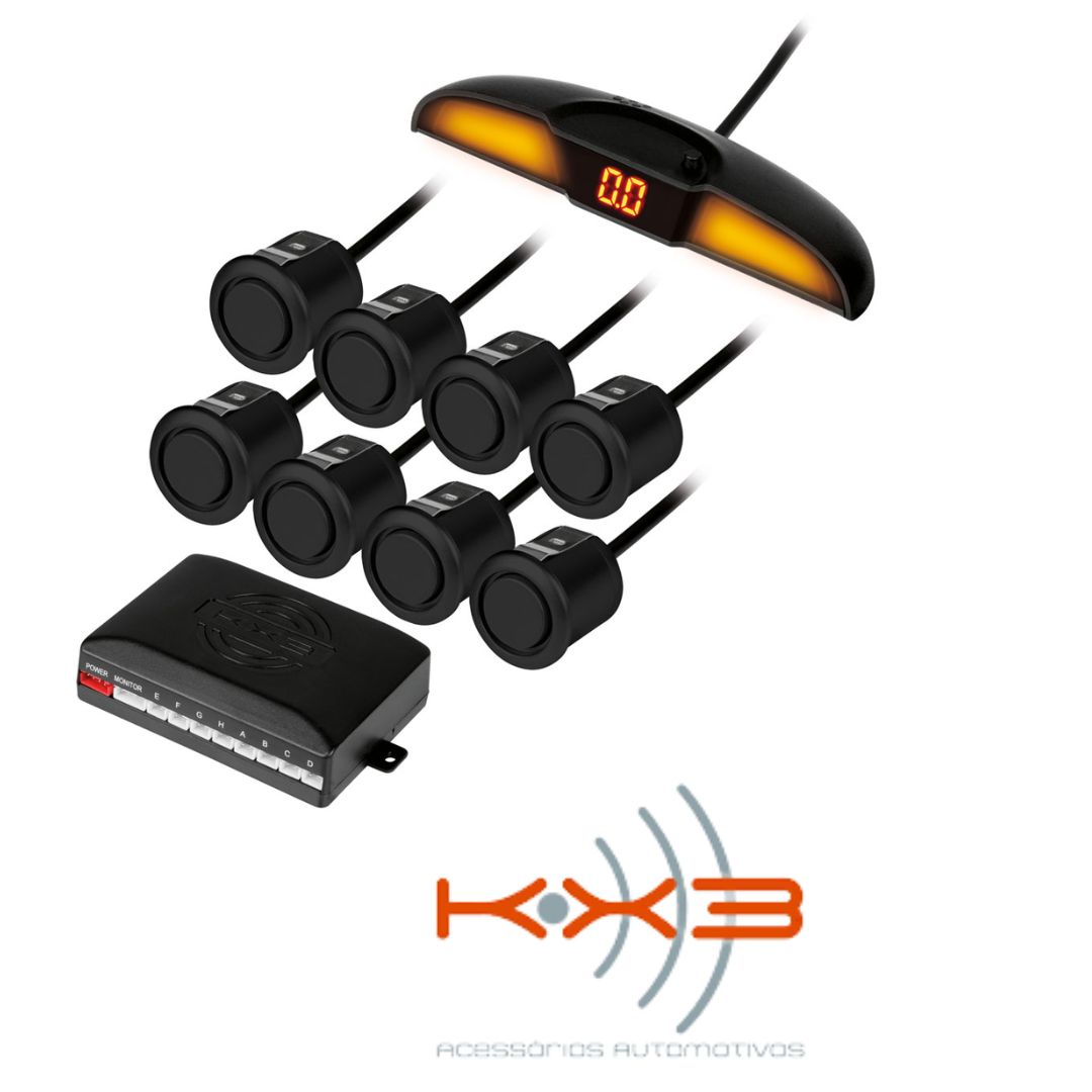SENSOR DE ESTACIONAMENTO 8 PONTOS PRETO - KX3 - VP3 Distribuidora