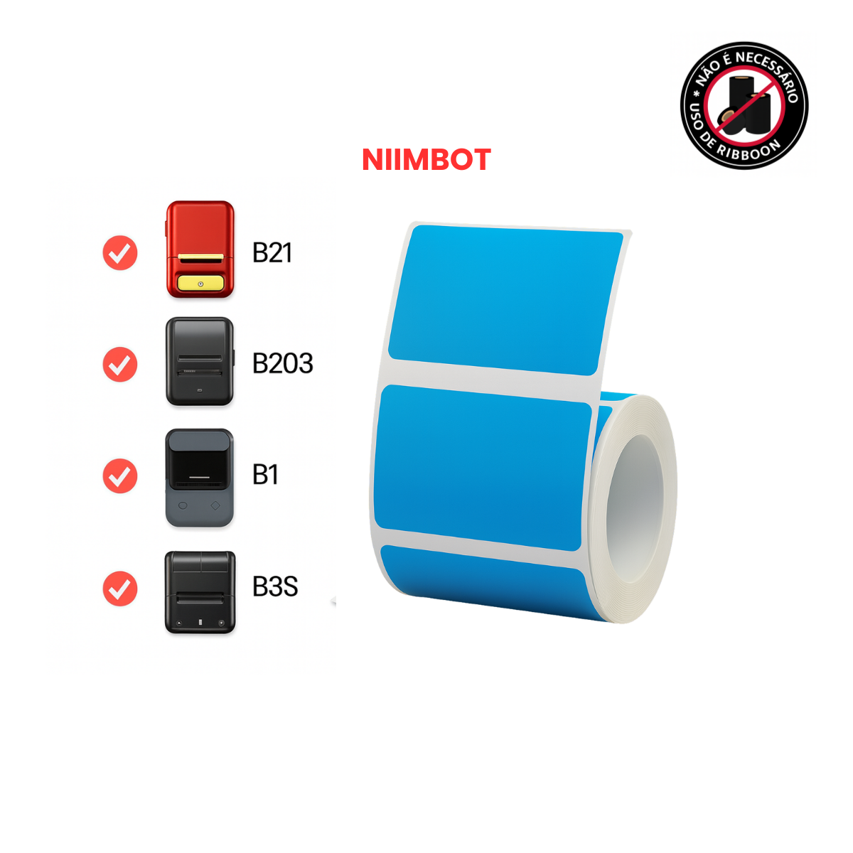 Nimbot Label Sizes Rolo Etiqueta Nimbot 50x30mm Colorida - Azul - Bilestore