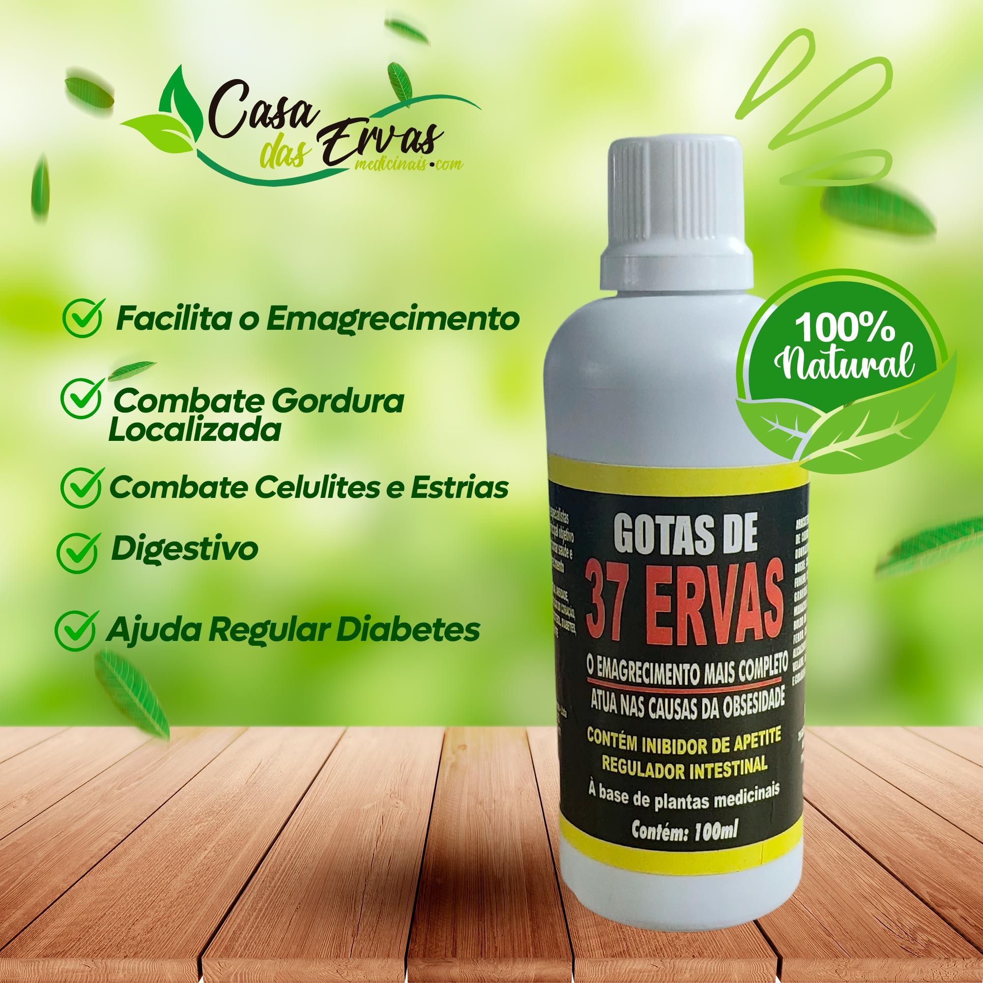 Composto Concentrado de Plantas 37 Ervas 100 ML - Casa das Ervas Medicinais