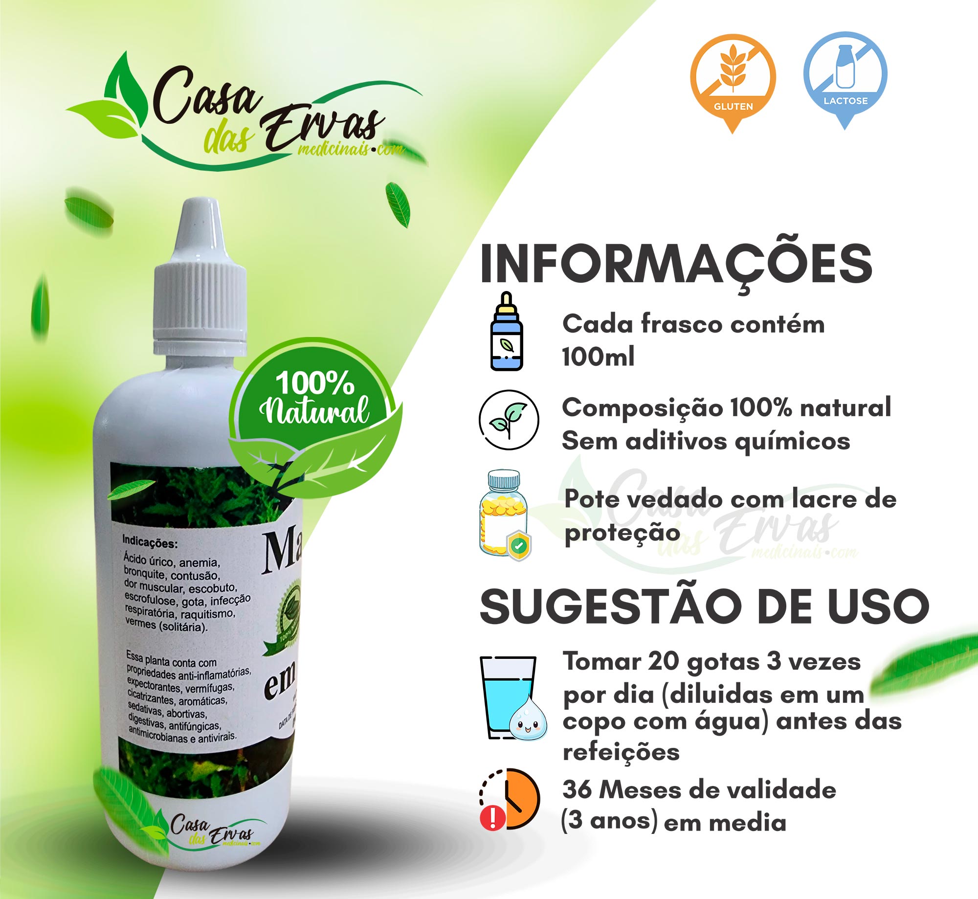 Mastruz ( Erva de Santa Maria) Composto 100 ML - Casa das Ervas Medicinais