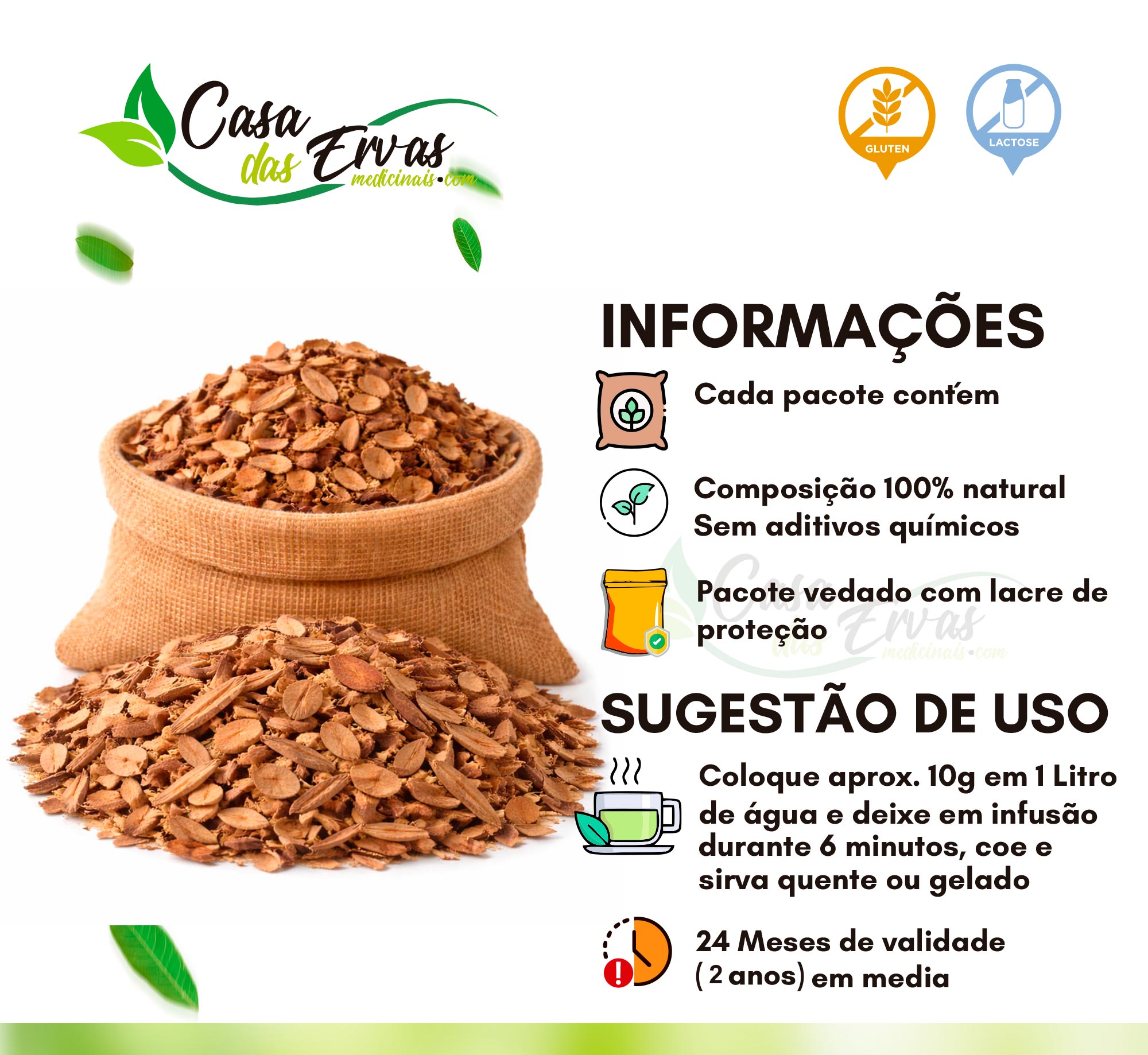 Pacote de Chá de Jatobá Casca - Casa das Ervas Medicinais