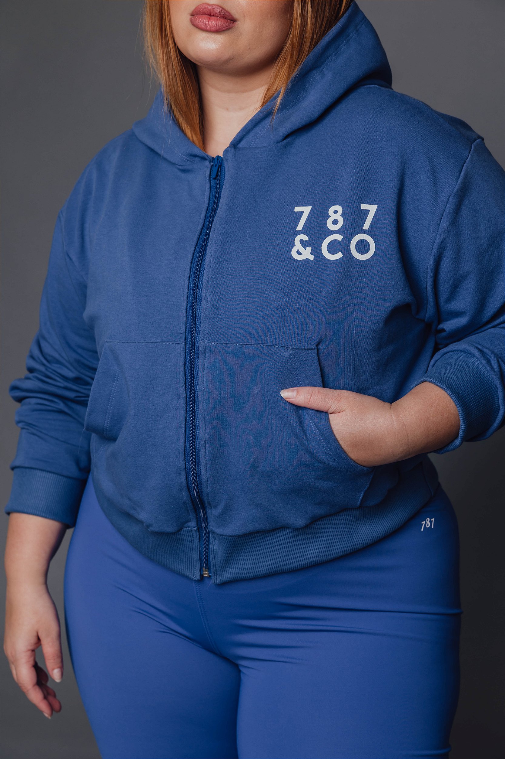 Casaco Moletom com Zíper Azul - 787 Shirts