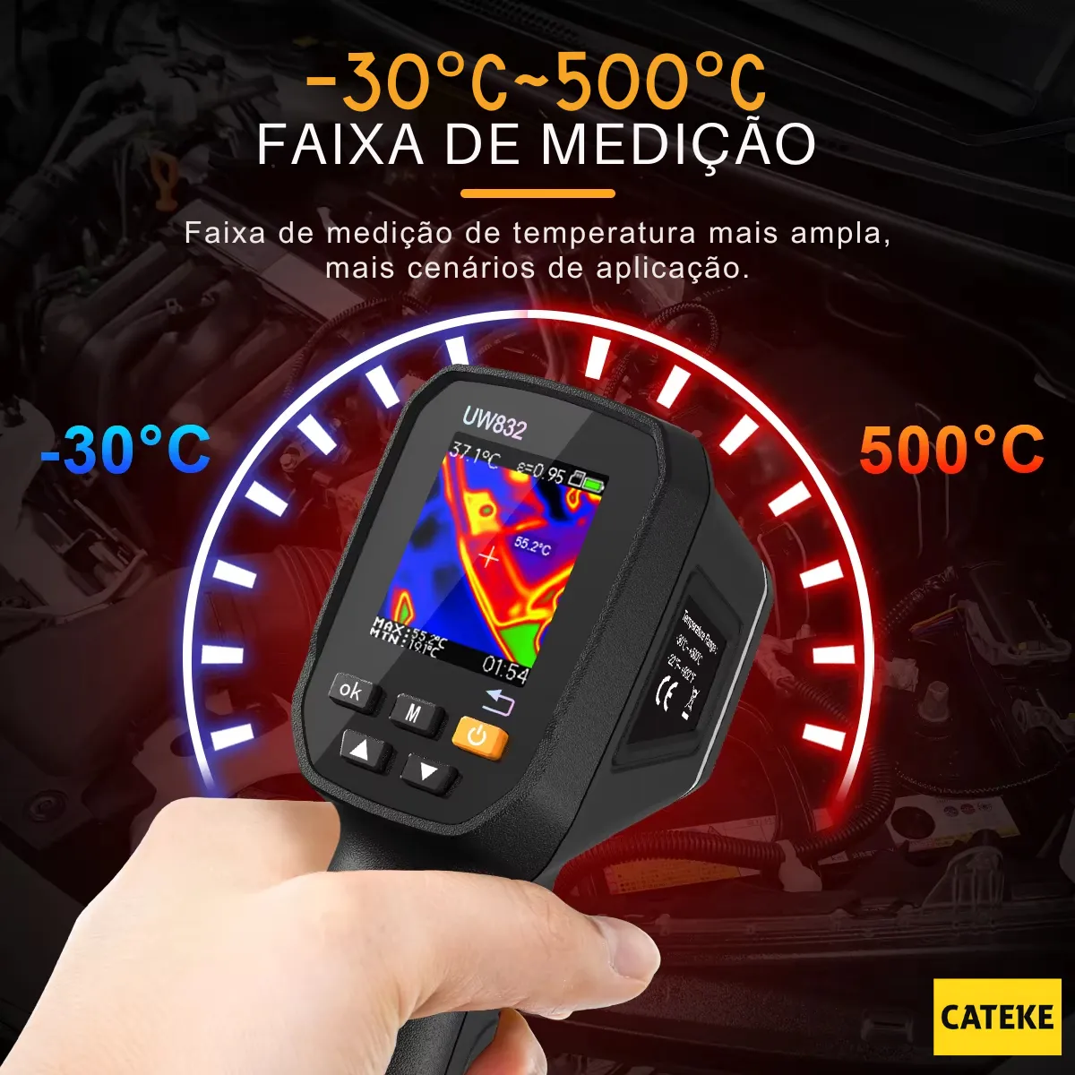 Câmera Termográfica Infravermelha Cateke UW832 -30°C a 500°C - Nilbas