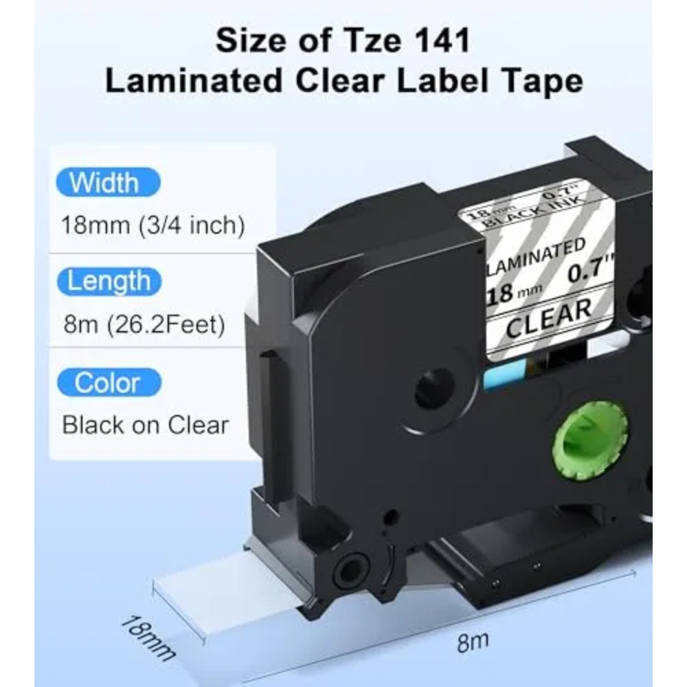 Fita Rotuladora TZC141 | TZC 141 | TZE 141 | 18mm Preto no Transparente ...