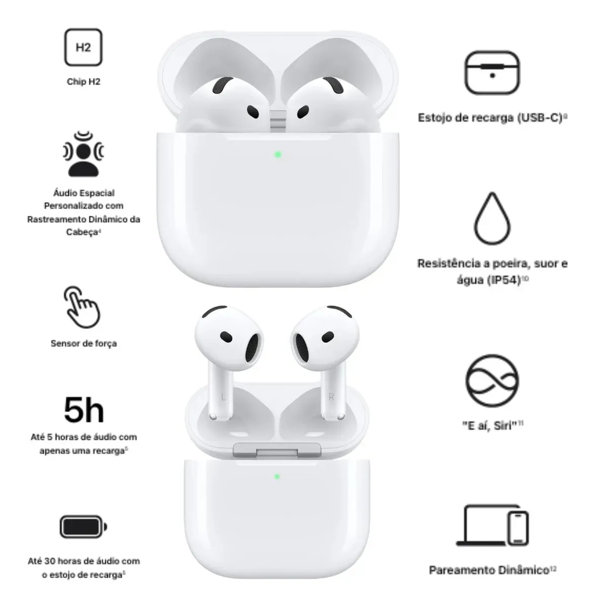 Fone de ouvido Apple AirPods 4 - Premium - Loja Grifare