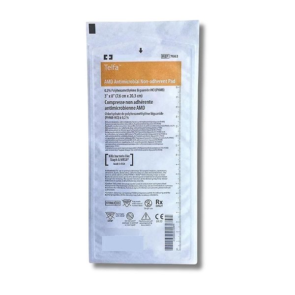 Cobertura de Gaze Com PHMB (Antimicrobiana) Telfa 7,6 x 20,3cm Un ...