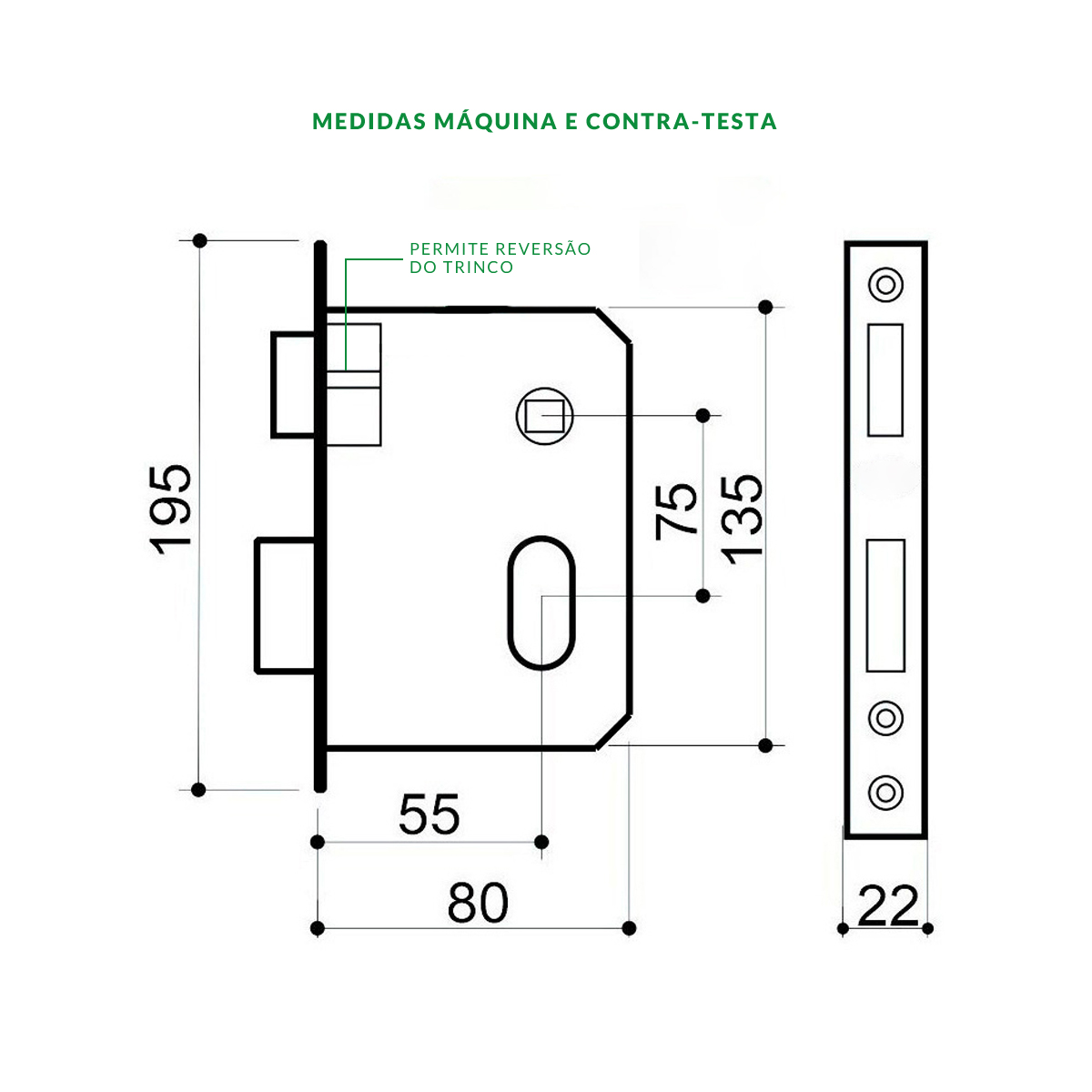 Máquina Fechadura 55mm Abnt Em Aço Inox Escovado - DECORPLACE