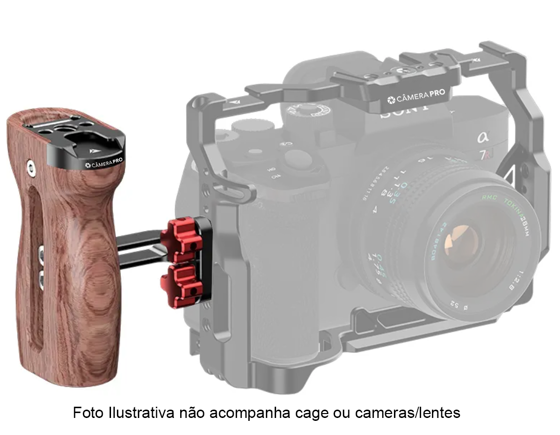 Grip Lateral CameraPro Em Aluminio E Madeira Para Cages - CameraPro