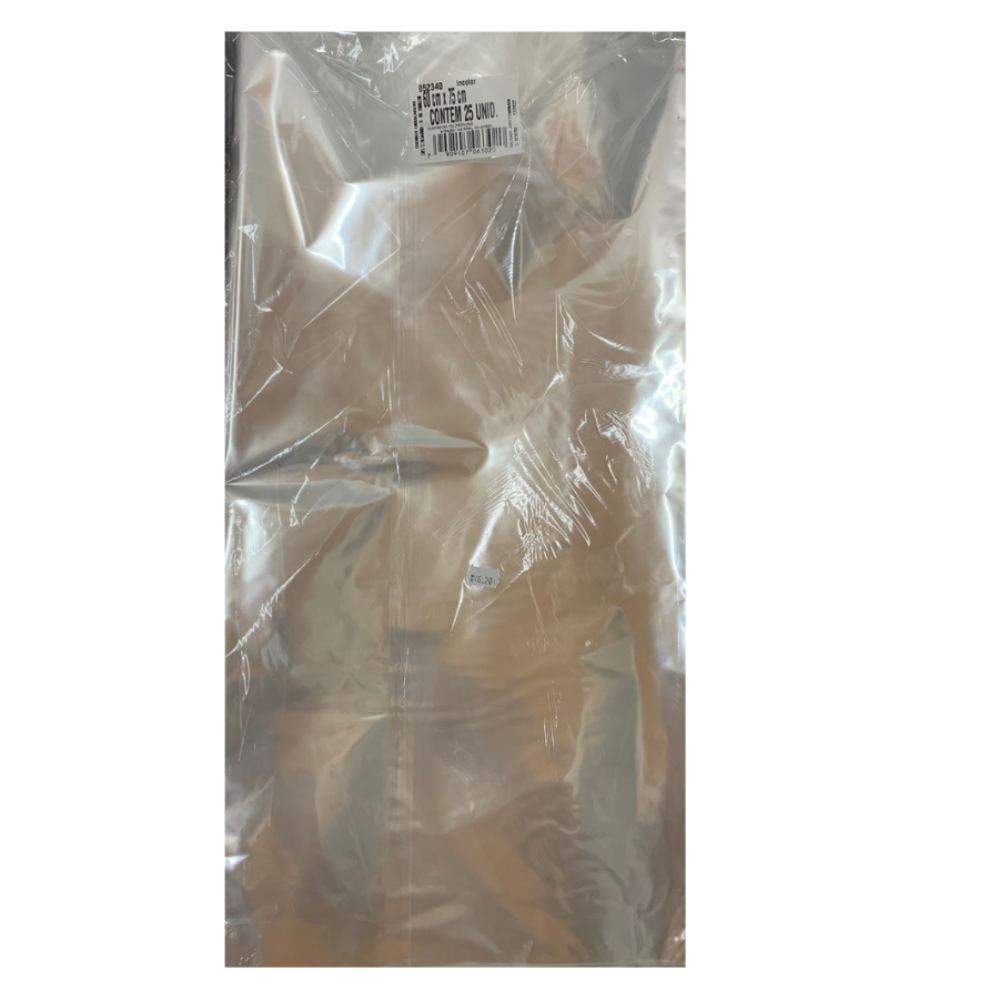 Saco Transparente Incolor 60x75cm Pacote com 25 Unidades - Cromus ...