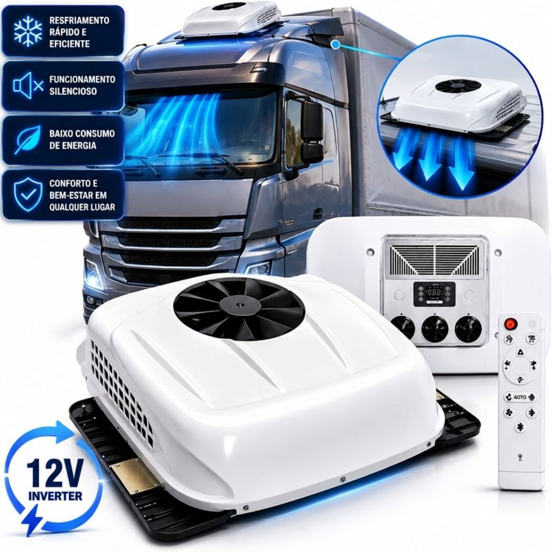 KIT AR CONDICIONADO 12V TETO CAMINHAO MOTORHOME VAN ELETRICO - BFAUTOMOTIVA