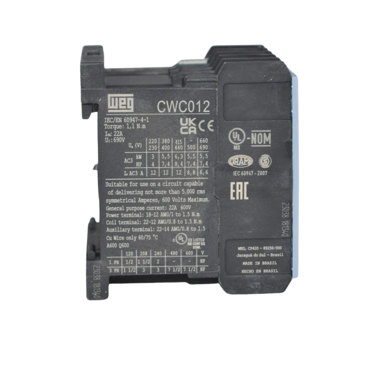 Mini Contator Weg CWC 012A 1NA 24VCC - GDL | Especializada em Soluções ...