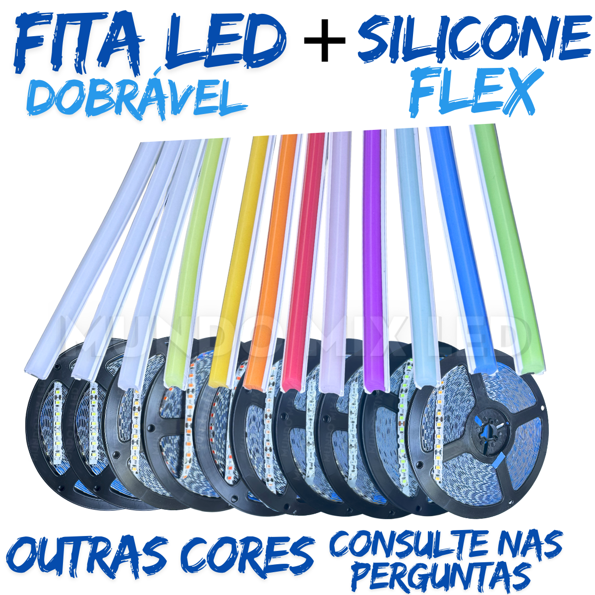 Neon Segunda Geração Flex + Fita Led 6mm Azul Ciano Dobrável 12v