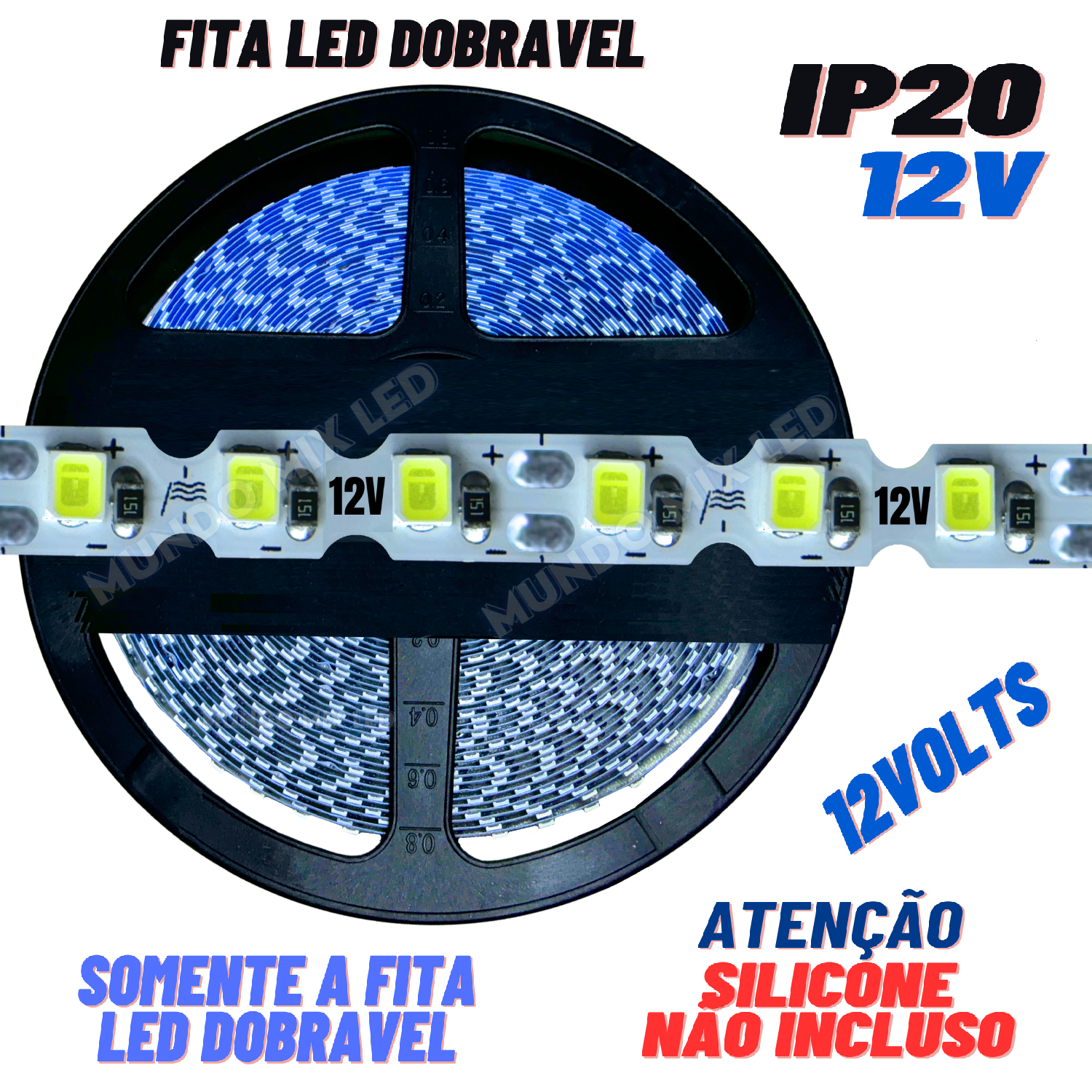 Fita Led Zig Zag Dobrável 6mm Branco Frio 8.000k Profissional 12v