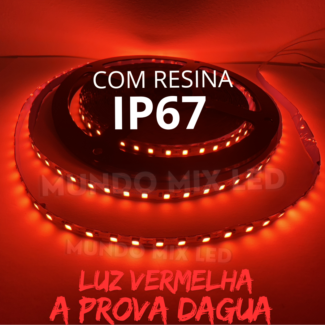 Ultra Fita LED Maleável IP67 6mm A Prova Dagua Vermelho 12V 8W