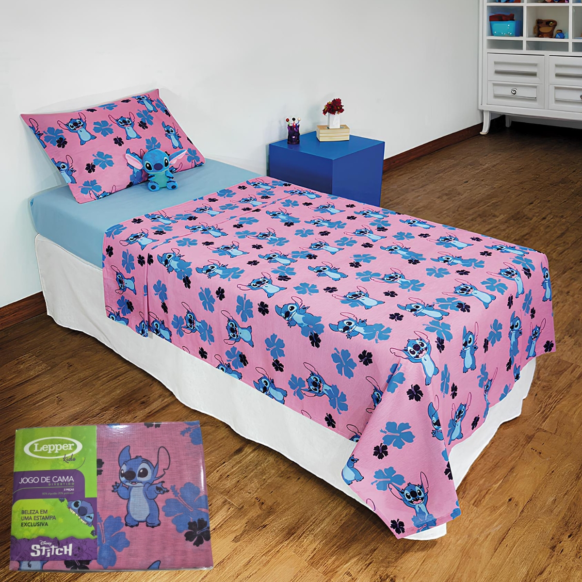 Jogo De Cama Stitch Infantil Algodão Lepper 3 Peças - Lojas Joy