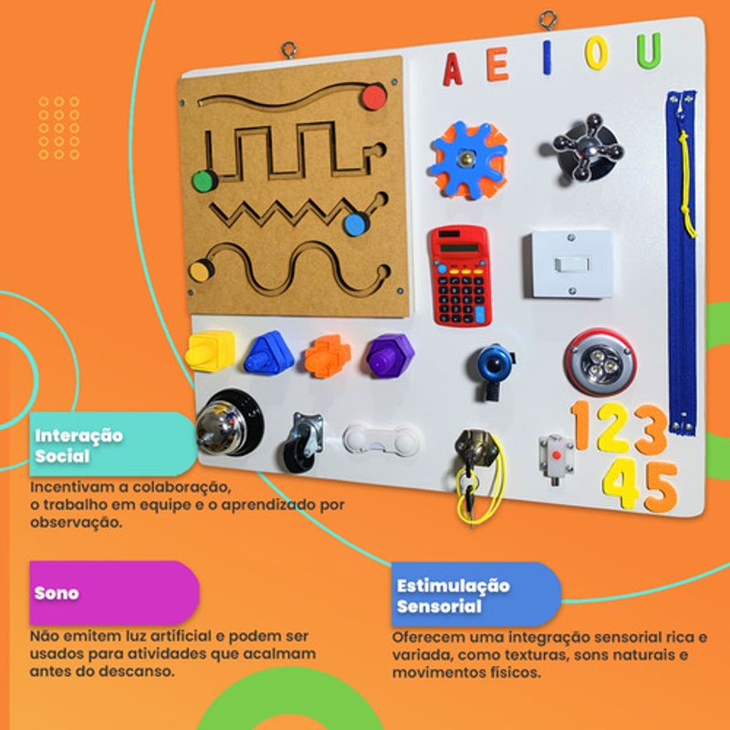 Painel Sensorial Montessori Infantil | Atividades Bebês | Board Kids ...