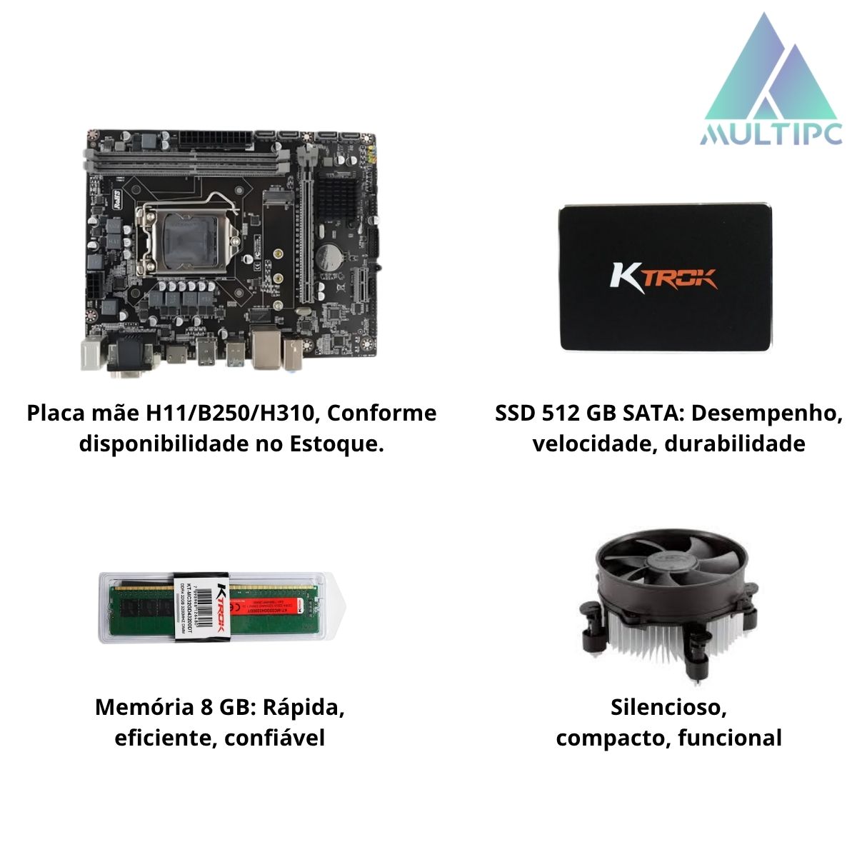 Computador Slim MultiPC i3 8ª Geração RAM 8GB SSD 512GB Windows 11
